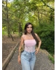 Pembe Güpür Detay Bodysuit
