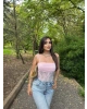 Pembe Güpür Detay Bodysuit