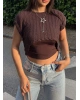 Kahverengi Kolyeli Üçlü Bürümcük Crop