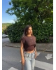 Kahverengi Kolyeli Üçlü Bürümcük Crop