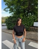 Siyah Kolyeli Üçlü Bürümcük Crop