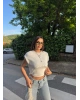 Beyaz Kolyeli Üçlü Bürümcük Crop