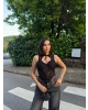 Siyah Güpürlü Boyundan Bağlamalı Korse Crop