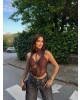 Kahverengi Güpürlü Boyundan Bağlamalı Korse Crop