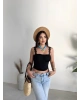 Siyah Güpür Askılı Crop