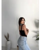 Siyah Güpür Askılı Crop