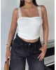 Beyaz Güpür Askılı Crop