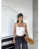 Beyaz Güpür Askılı Crop