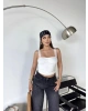 Beyaz Güpür Askılı Crop