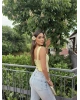 Sarı Sırt Detay Güpür Korse