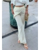 Sarı Beli Fularlı Tailored Fit Tensel Pantolon