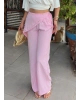 Pembe Beli Fularlı Tailored Fit Tensel Pantolon