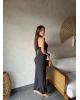Siyah Sırt Gipeli Keten Tulum