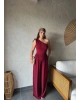 Bordo Omuz Büzgü Tek Omuz Tulum