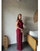 Bordo Omuz Büzgü Tek Omuz Tulum