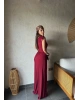 Bordo Omuz Büzgü Tek Omuz Tulum