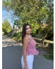Kırmızı Mini Kareli Korse Crop
