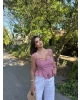 Kırmızı Mini Kareli Korse Crop