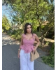 Kırmızı Mini Kareli Korse Crop