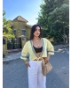 Sarı Müslin Şeritli Kimona