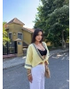 Sarı Müslin Şeritli Kimona