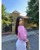Pembe Müslin Şeritli Kimona