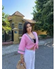 Pembe Müslin Şeritli Kimona