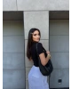 Siyah San Diego Baskılı Crop