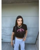Siyah San Diego Baskılı Crop