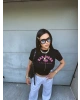 Siyah San Diego Baskılı Crop