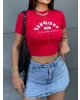 Kırmızı San Diego Baskılı Crop