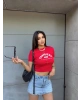 Kırmızı San Diego Baskılı Crop