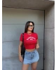 Kırmızı San Diego Baskılı Crop