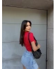 Kırmızı San Diego Baskılı Crop