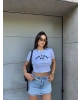 Beyaz San Diego Baskılı Crop
