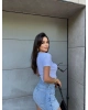 Beyaz San Diego Baskılı Crop