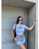 Beyaz San Diego Baskılı Crop