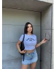 Beyaz San Diego Baskılı Crop