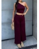 Bordo Tek Omuz Modal Alt Üst Takım