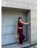 Bordo Tek Omuz Modal Alt Üst Takım