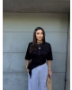 Siyah Brsk Asimetrik Crop