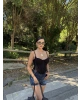 Siyah Kuşgözü Güpür Detay Korse
