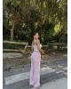 Pembe Keten Lastikli Palazzo