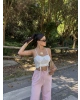 Beyaz Büzgülü Dantel Detay Crop
