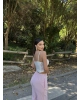 Beyaz Büzgülü Dantel Detay Crop