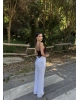 Beyaz Keten Lastikli Palazzo