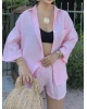 Pembe Tensel Oversize Gömlek Şort Takım