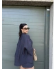 Füme Tensel Oversize Gömlek Şort Takım