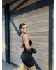 Siyah Güpür Tasarım Premium Mini Elbise