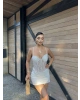 Beyaz Güpür Tasarım Premium Mini Elbise